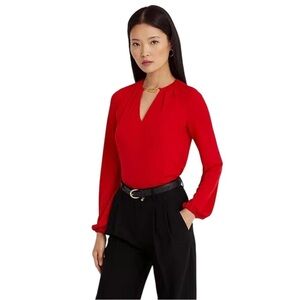 NWT Lauren Ralph Lauren Women's Logo-Trim Stretch Jersey Top